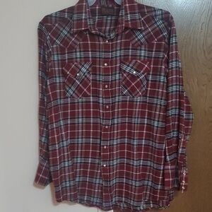 Plaid Button-Down Shirt for Men - Burgundy